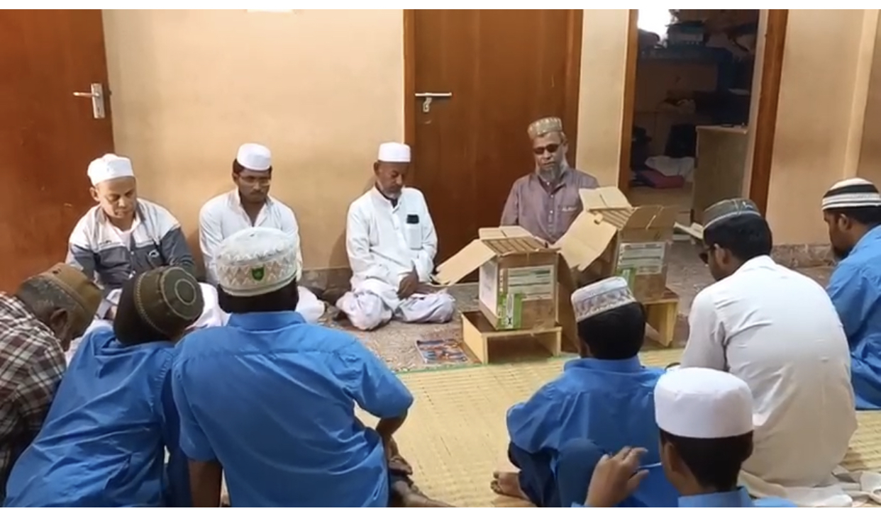 The  boxes of braille Qurans were unpacked after Jumaat prayers at the Al Noor Blind Madrasa on 21 January 2022
